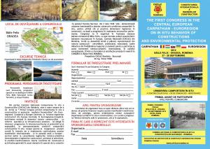 Primul Congres privind COMPORTAREA IN SITU A CONSTRUCŢIILOR ŞI PROTECŢIA MEDIULUI ÎNCONJURĂTOR din Euro-regiunea Carpatică a Europei Centrale 27-28 septembrie 2012
